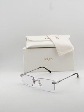 Fred FG50032F 016 Rimless Rectangle 58mm Eyeglasses - Palladium